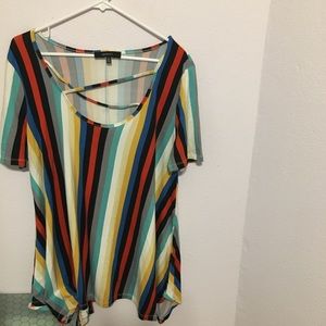 Forever 21+ 1X shark bite striped/stretchy top